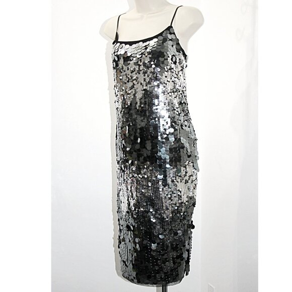Avec Les Filles Spaghetti Strap Sparkling Sequin Paillette Party Dress sz 12 - Picture 6 of 13